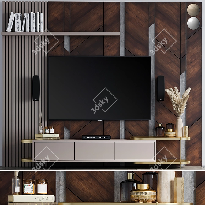 Modern TV Wall Unit Design 3D model image 7