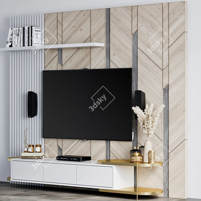 Modern TV Wall Unit Design 3D model image 2