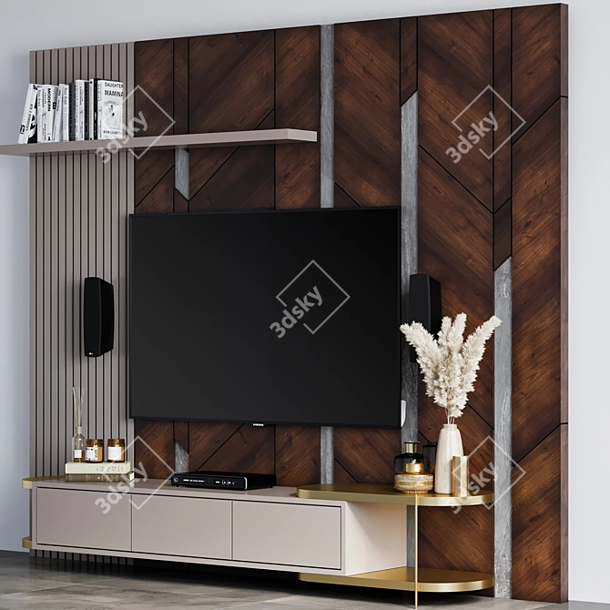 Modern TV Wall Unit Design 3D model image 3