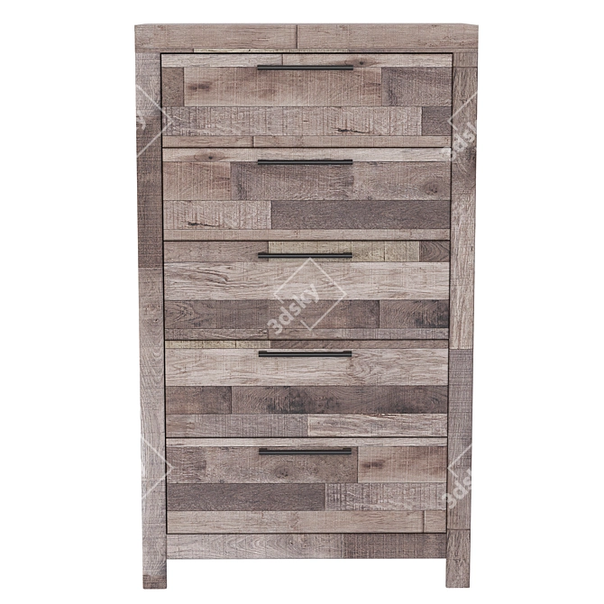 Effie Vintage 5-Drawer Chest 3D model image 2