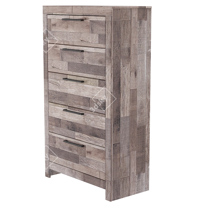 Effie Vintage 5-Drawer Chest 3D model image 3