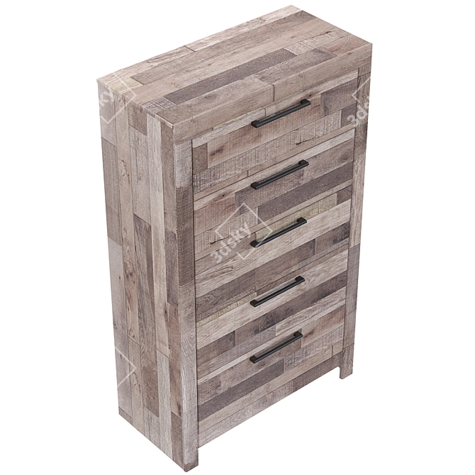 Effie Vintage 5-Drawer Chest 3D model image 4