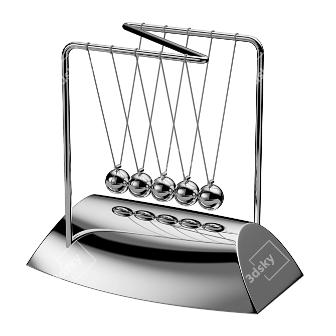 Classic Newton Cradle Toy 3D model image 1