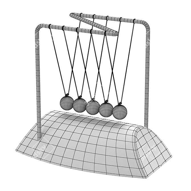 Classic Newton Cradle Toy 3D model image 3