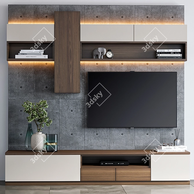 Modern TV Wall Mount Stand 3D model image 1
