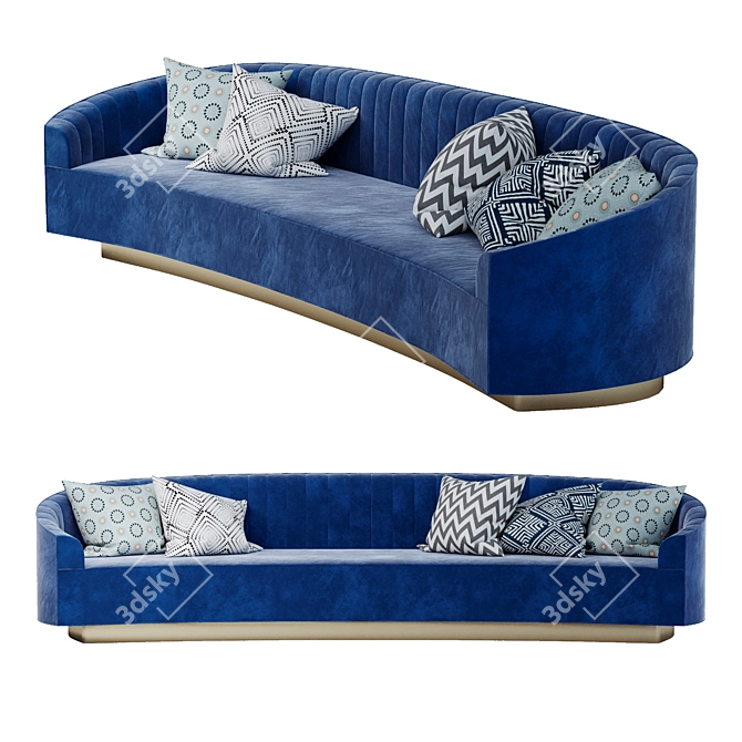Elegant Crescent Art Deco Sofa 3D model image 1