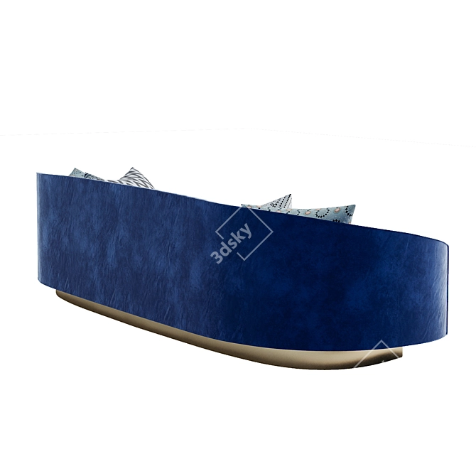 Elegant Crescent Art Deco Sofa 3D model image 4