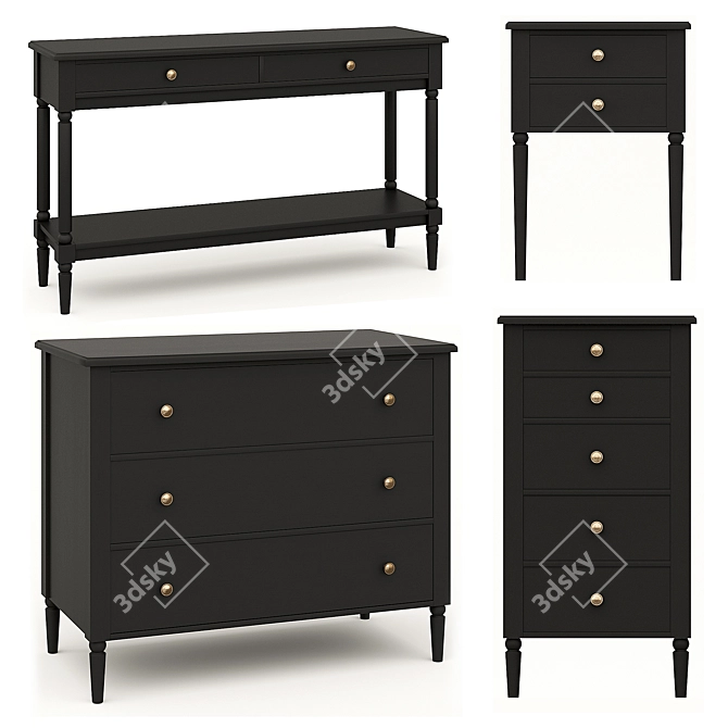 Elegant Blues Dresser: 100x83x53 cm 3D model image 1