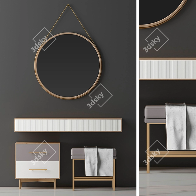 Elegant Vanity Set with Mirror 3D model image 1