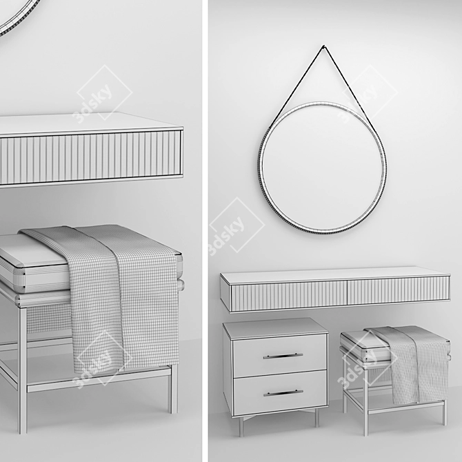 Elegant Vanity Set with Mirror 3D model image 3