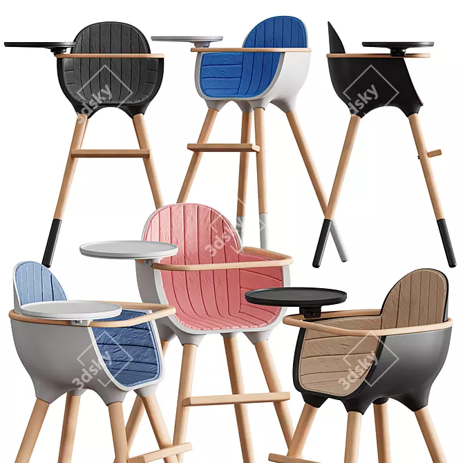 Versatile Ovo High Chair - Stylish and Practical 3D model image 2