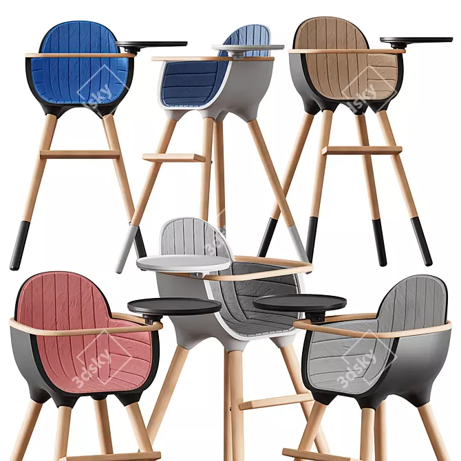 Versatile Ovo High Chair - Stylish and Practical 3D model image 4