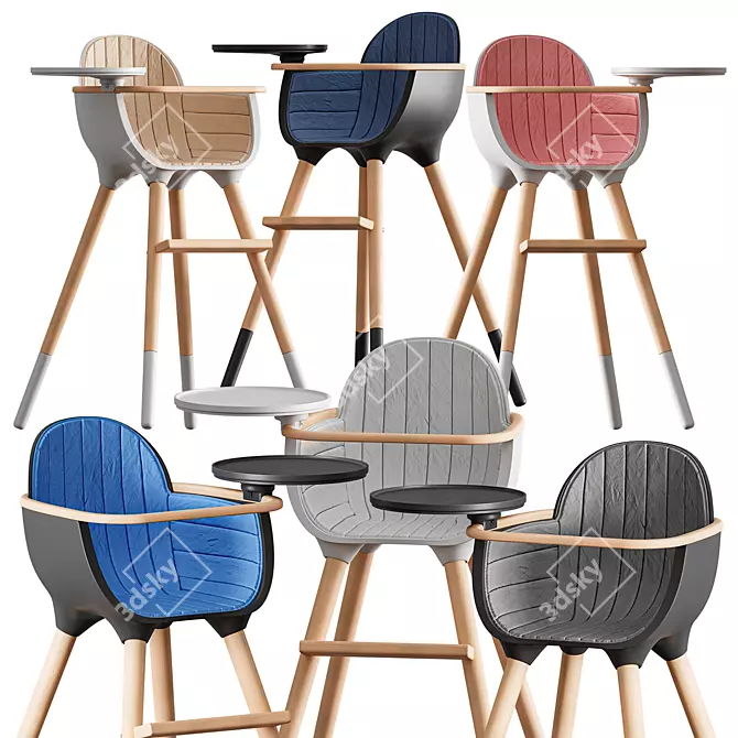 Versatile Ovo High Chair - Stylish and Practical 3D model image 5