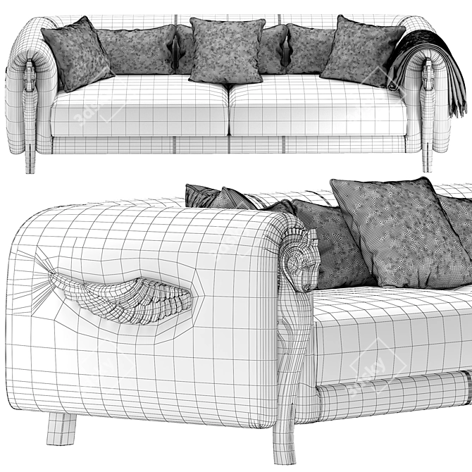 Elegant Corinto Sofa: Stylish and Comfortable 3D model image 7