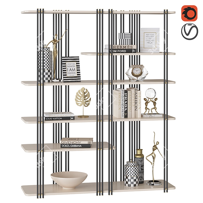 Praddy Bamboo Bookcase - Stylish Modern Design 3D model image 1