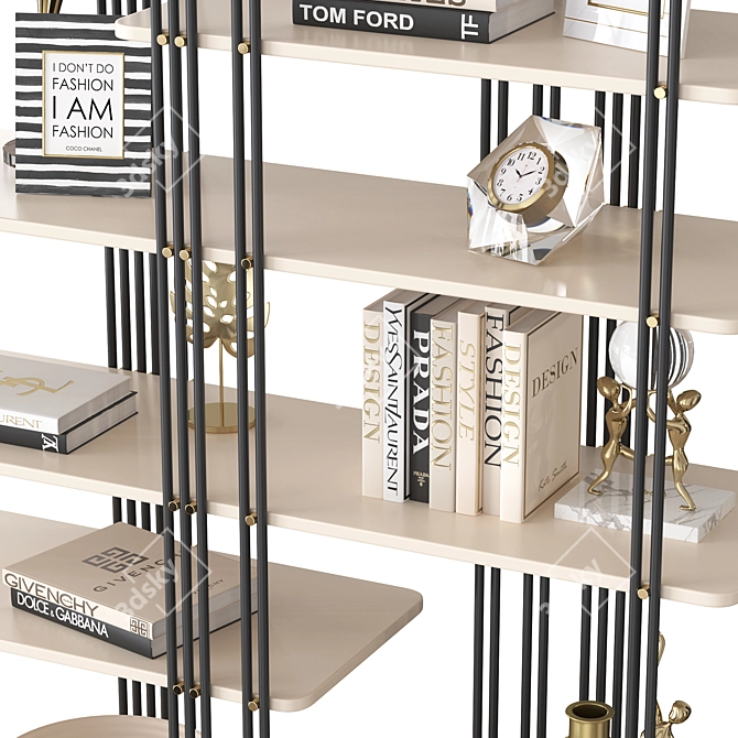 Praddy Bamboo Bookcase - Stylish Modern Design 3D model image 2