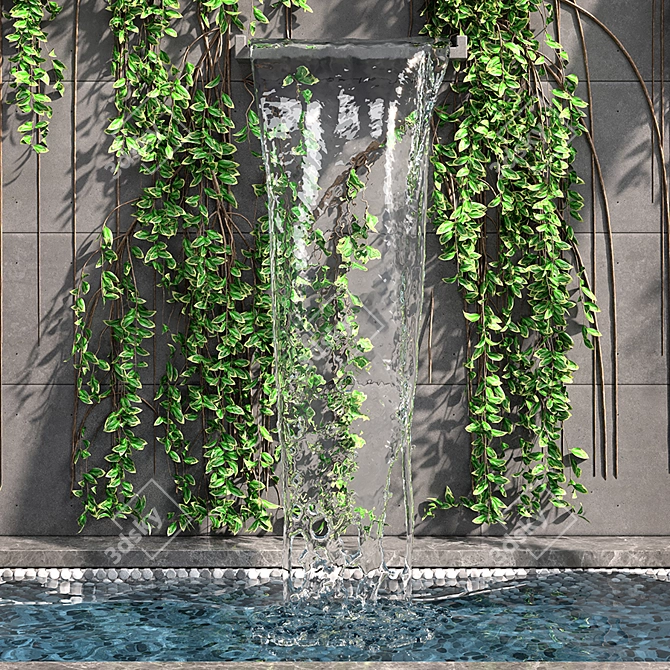 Ivy Wall Fountains: Serene Elegance 3D model image 2