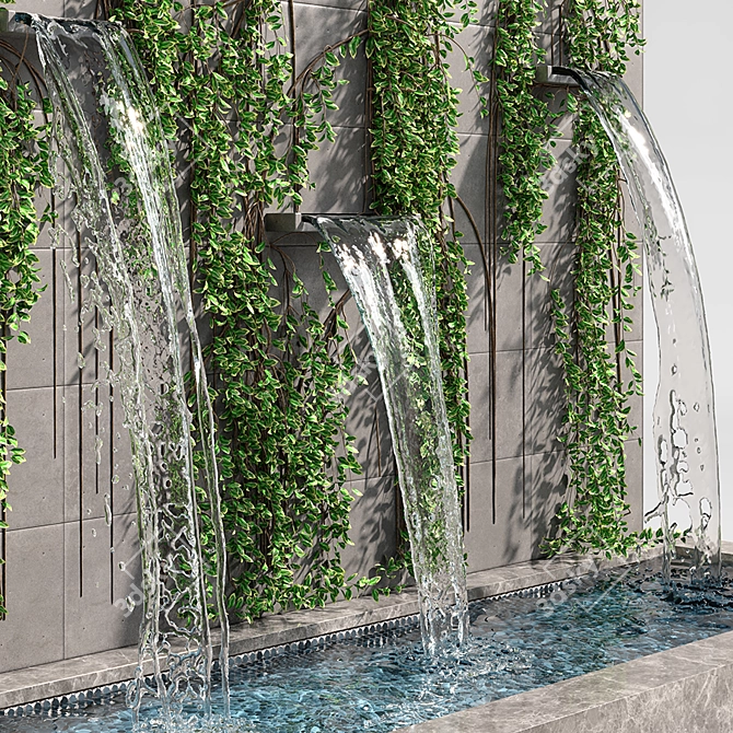 Ivy Wall Fountains: Serene Elegance 3D model image 3