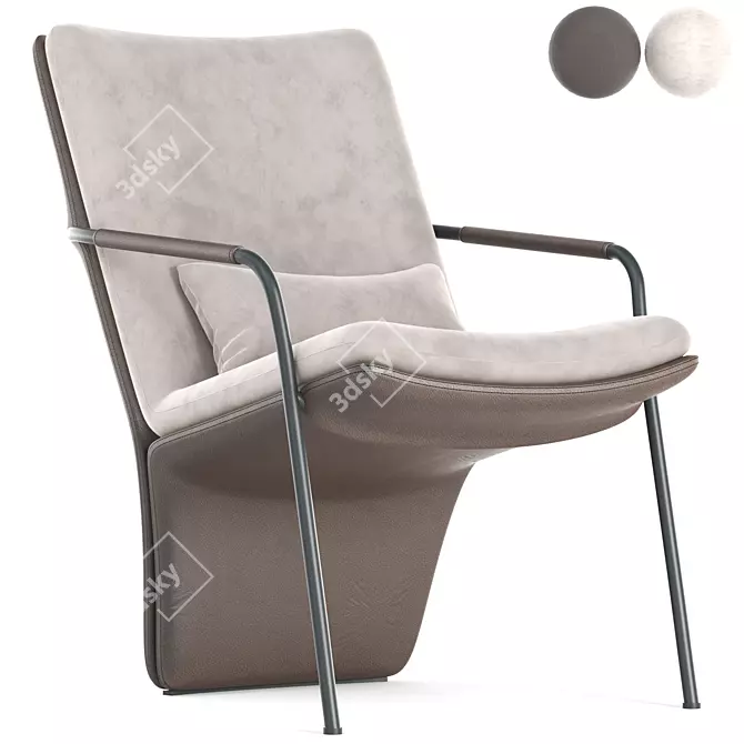 Elegant Arabesque Armchair by Poltrona Frau 3D model image 2