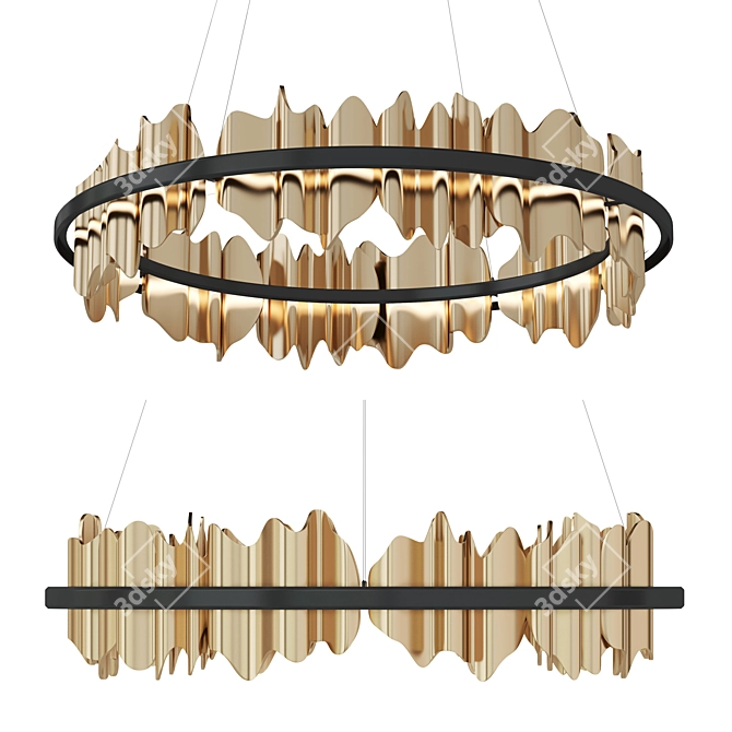 Elegant Nordic Metal Chandelier 3D model image 1