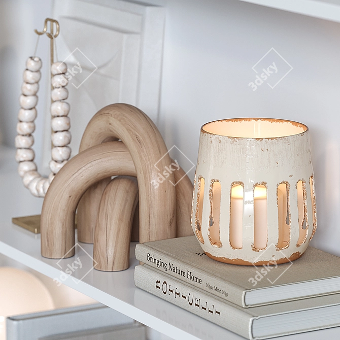 Shelf Decor Set: Vases, Relief, Lamp 3D model image 4