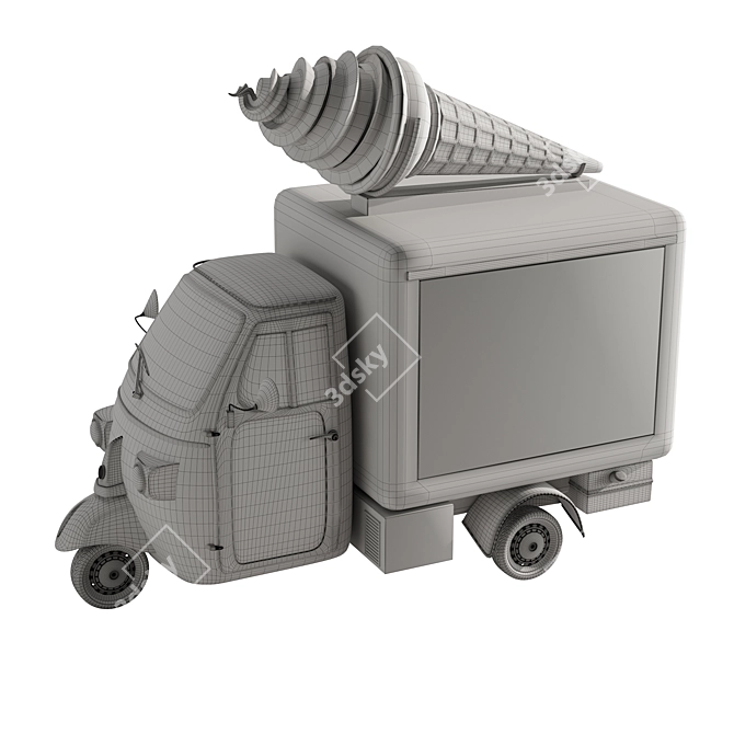 Piaggio Ape Ice Cream Truck 3D model image 4