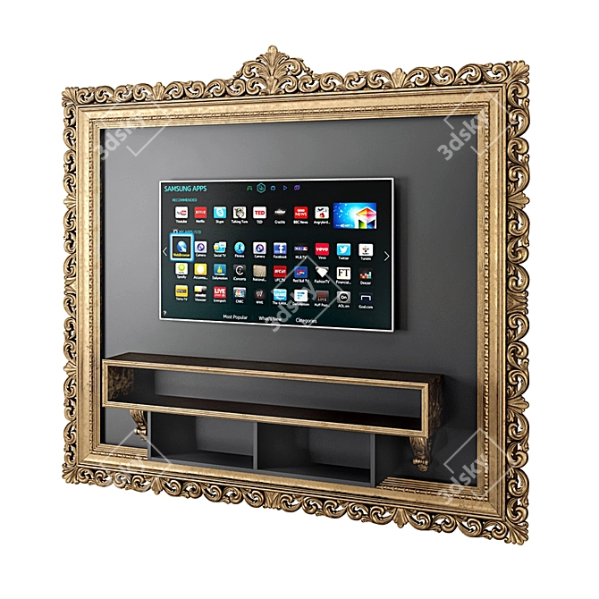 Elegant Baroque Frame TV Shelf 3D model image 2