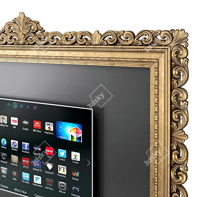 Elegant Baroque Frame TV Shelf 3D model image 3