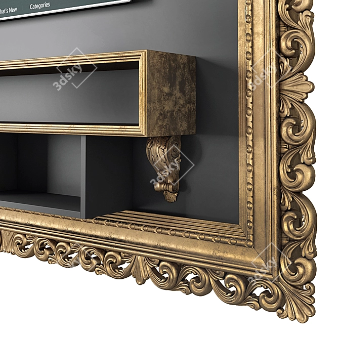 Elegant Baroque Frame TV Shelf 3D model image 4