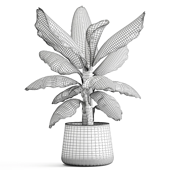 Tropical Oasis in Reclaimed Iron Pot 3D model image 6