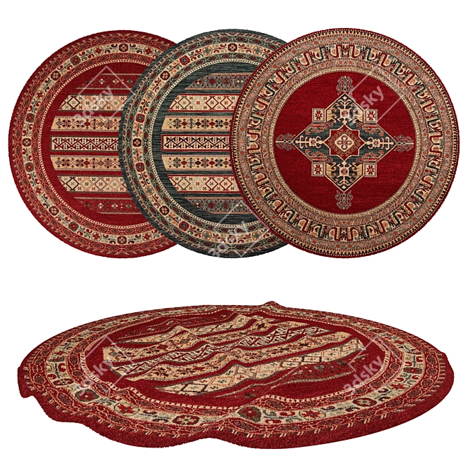 Versatile Round Rug Set 3D model image 1