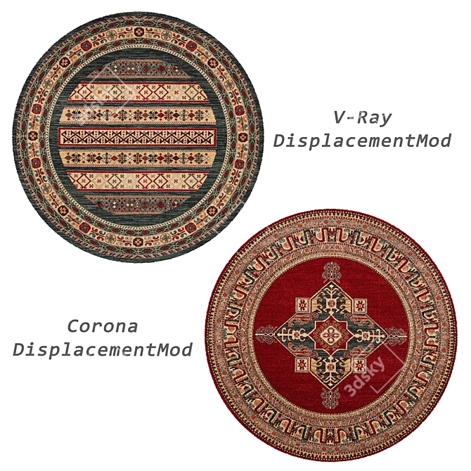 Versatile Round Rug Set 3D model image 2