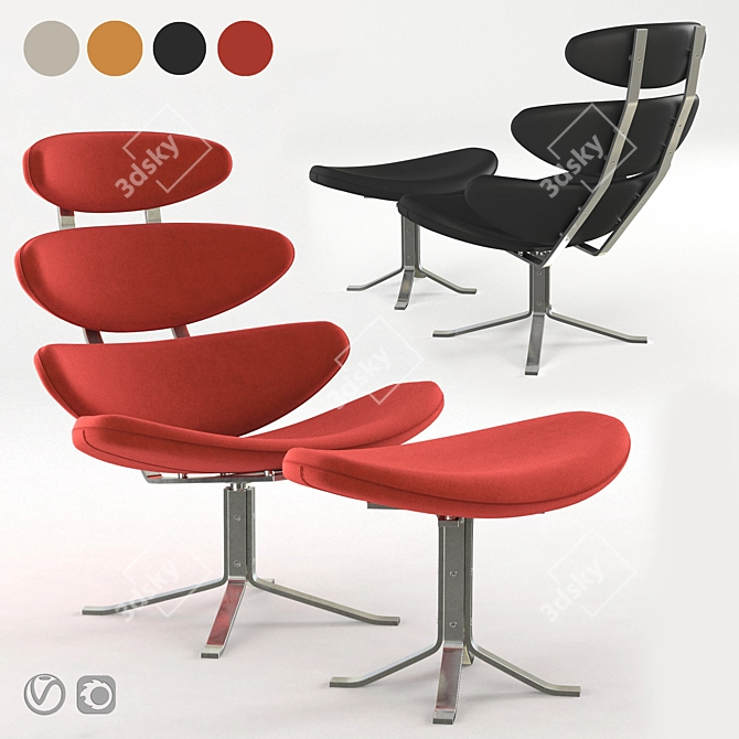 Modern Corona Chair SY: Stylish Armchair by Amir Sayyadi 3D model image 1