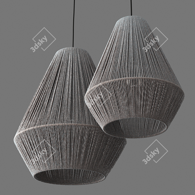 Natural Grey Paper Rope Pendant 3D model image 7