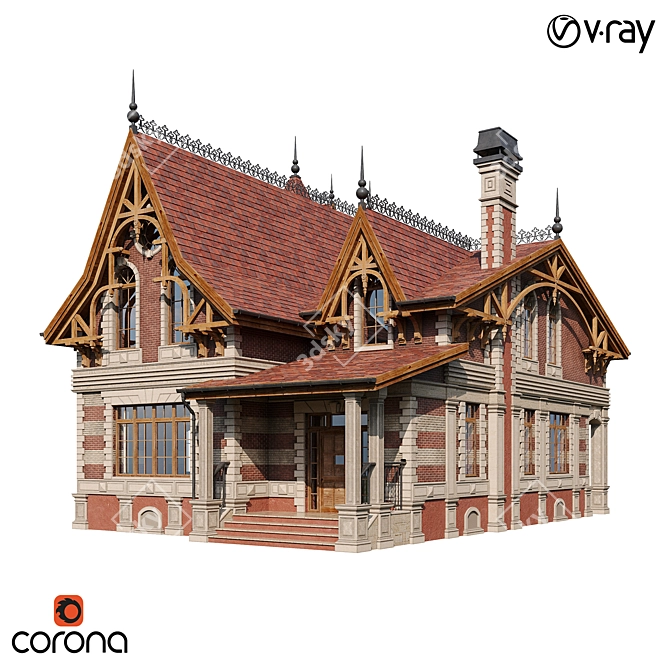 Classic Wood Shingle House 3D model image 2
