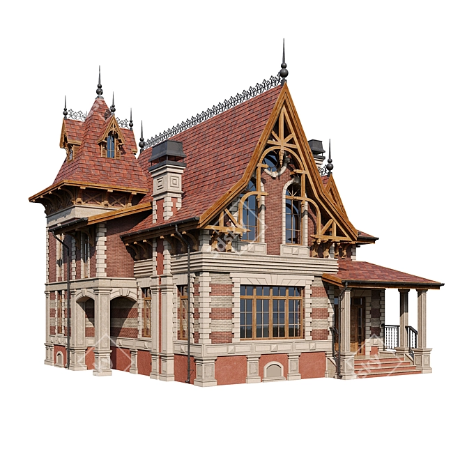 Classic Wood Shingle House 3D model image 4