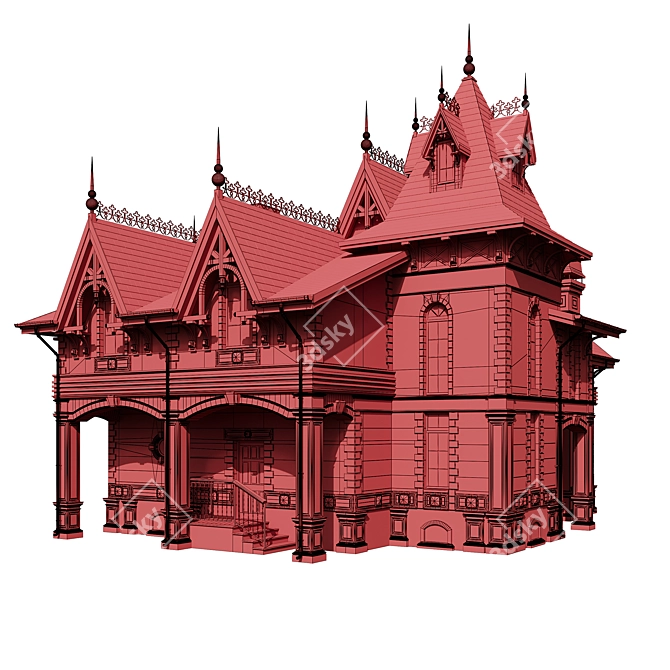 Classic Wood Shingle House 3D model image 5