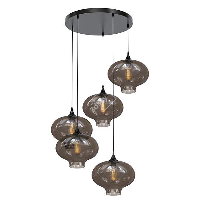 Stylish Black Round Pendant Light 3D model image 1