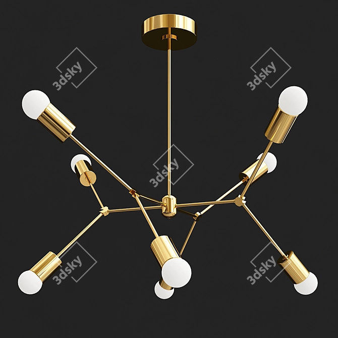 Golden Geometric Brass Chandelier 3D model image 1