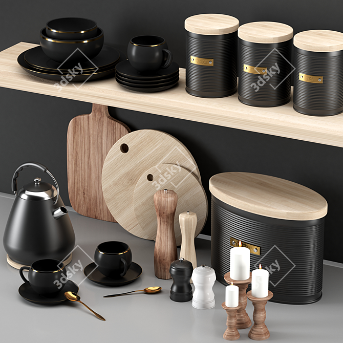 Modern Kitchen Accessories Set 3D model image 2