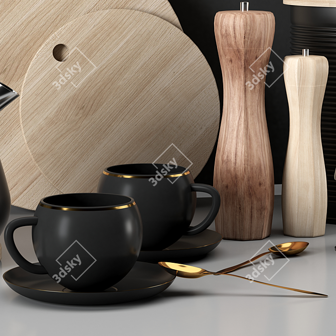 Modern Kitchen Accessories Set 3D model image 3