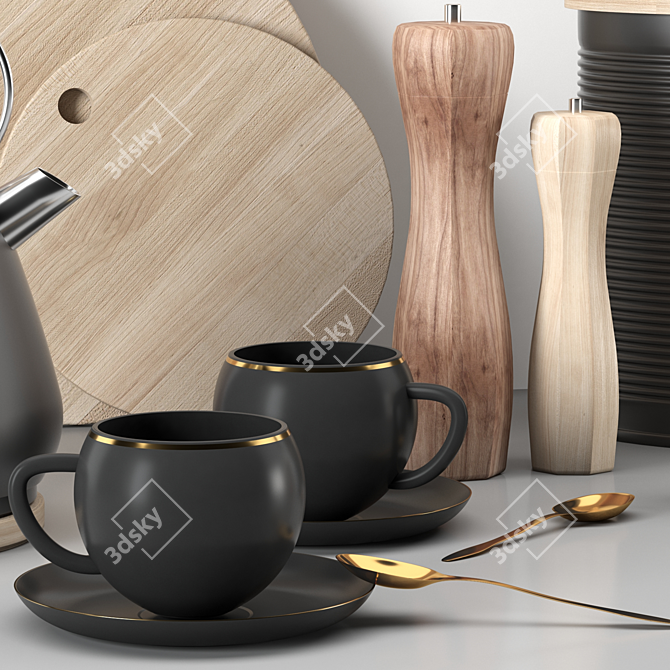 Modern Kitchen Accessories Set 3D model image 14