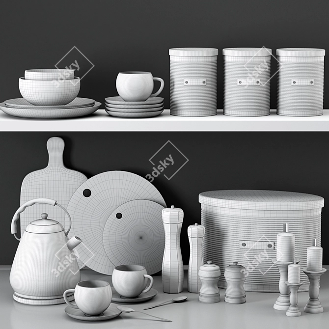 Modern Kitchen Accessories Set 3D model image 17