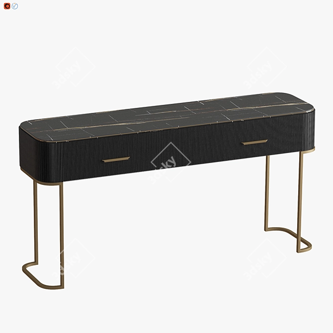 Elegant Ebony Marble Console 3D model image 3