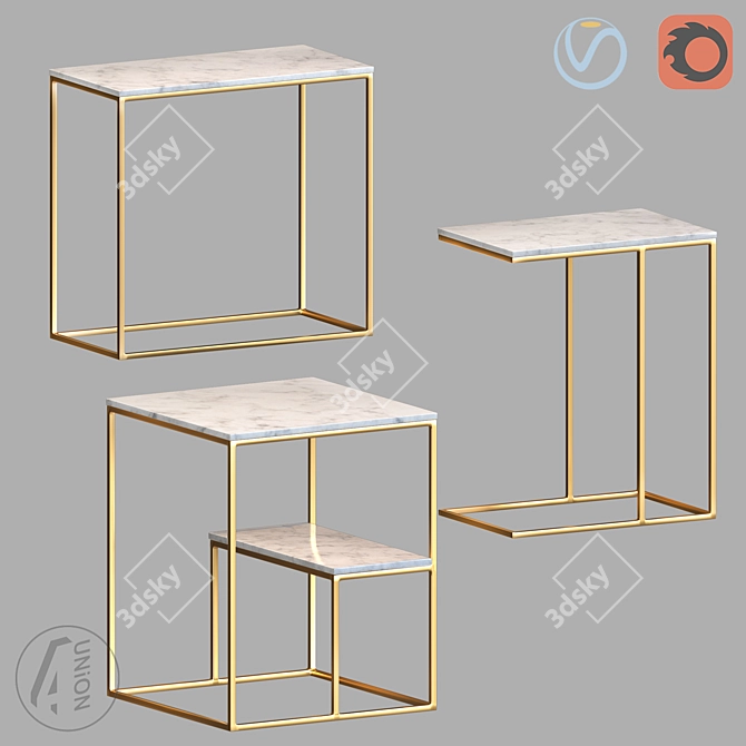 Sleek Modern Table TV Stand 3D model image 1