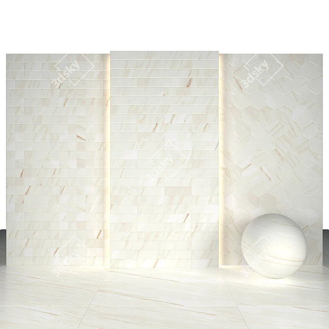 Elegant Alpine White Marble Slabs 3D model image 3