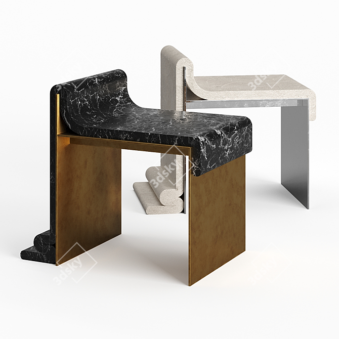 Marble & Concrete Melt Chair: Limited Edition 3D model image 1