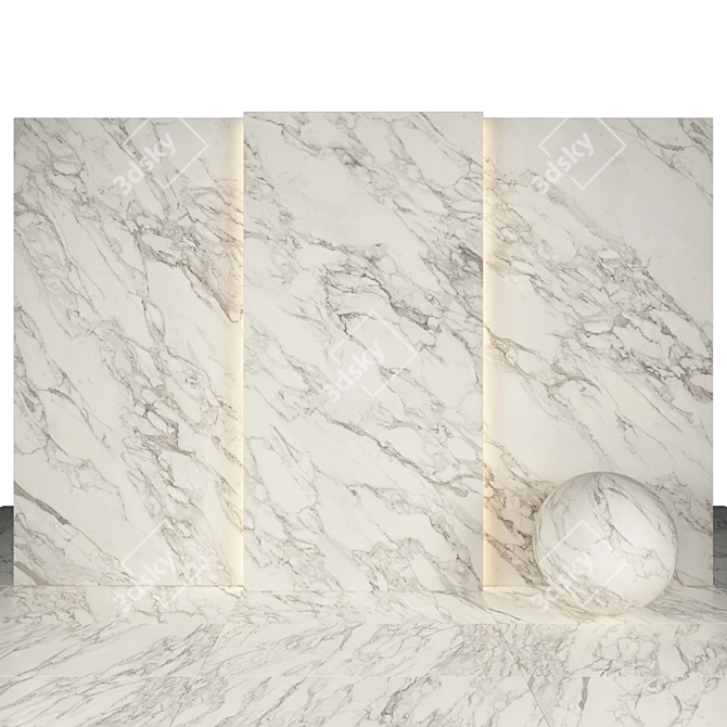 Arabescato Marble Tiles: Versatile & Luxurious 3D model image 1