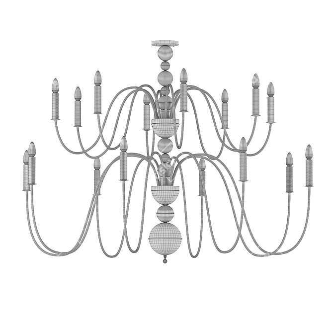 Luxury Brass Chandelier: Art Deco Elegance 3D model image 2