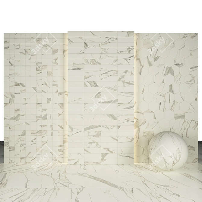 Luxurious Calacatta Oro Marble: 6 Textures & Various Tile Sizes 3D model image 2